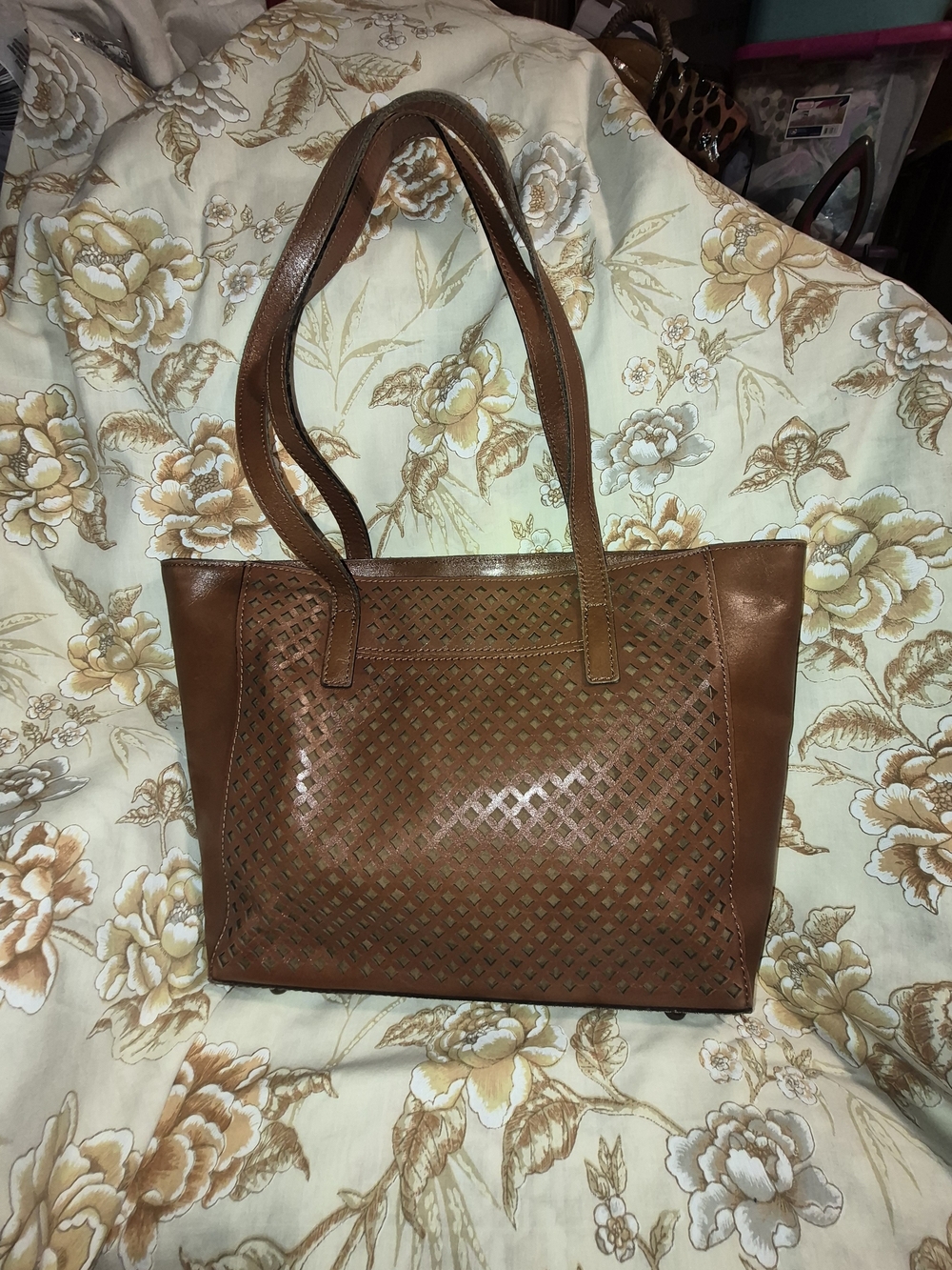 Patricia Nash Brown Perforated Leather Tote